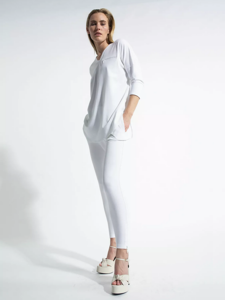 Zip Stiletto Pant in White 1437 Mela Purdie Stockist Online Australia Signature of Double Bay Tops Dresses Elegant Clothing