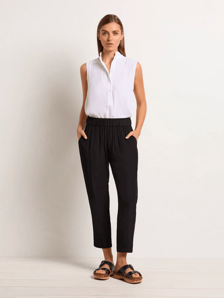 Mela Purdie Soft Capri Pant Mache Black 1615 Mela Purdie Stockist Online Australia Signature of Double Bay Tops Dresses Elegant Clothing