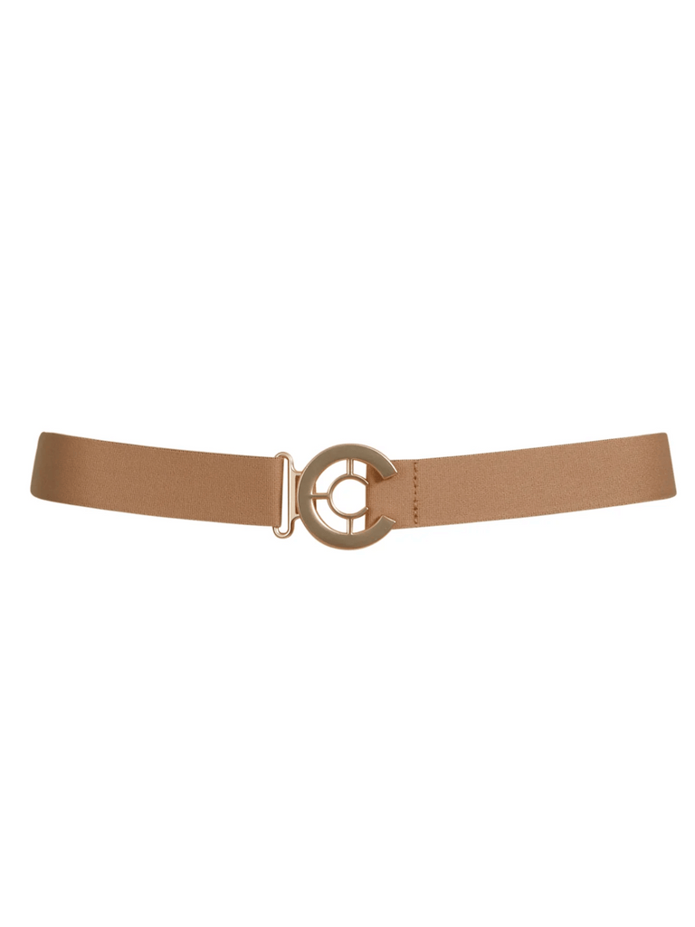 comfortable Gold C Logo Elastic Belt in Beige 9101 Coster Copenhagen Fashion brand official stockist sydney australia sustainable fashion made in denmark office wear womens clothing