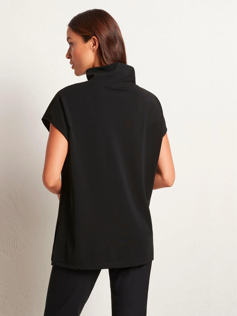 Mela Purdie Funnel Neck Knit Short Sleeve Sweater Top in Black 8233 Mela Purdie Stockist Online Australia Signature of Double Bay Tops Dresses Elegant Clothing