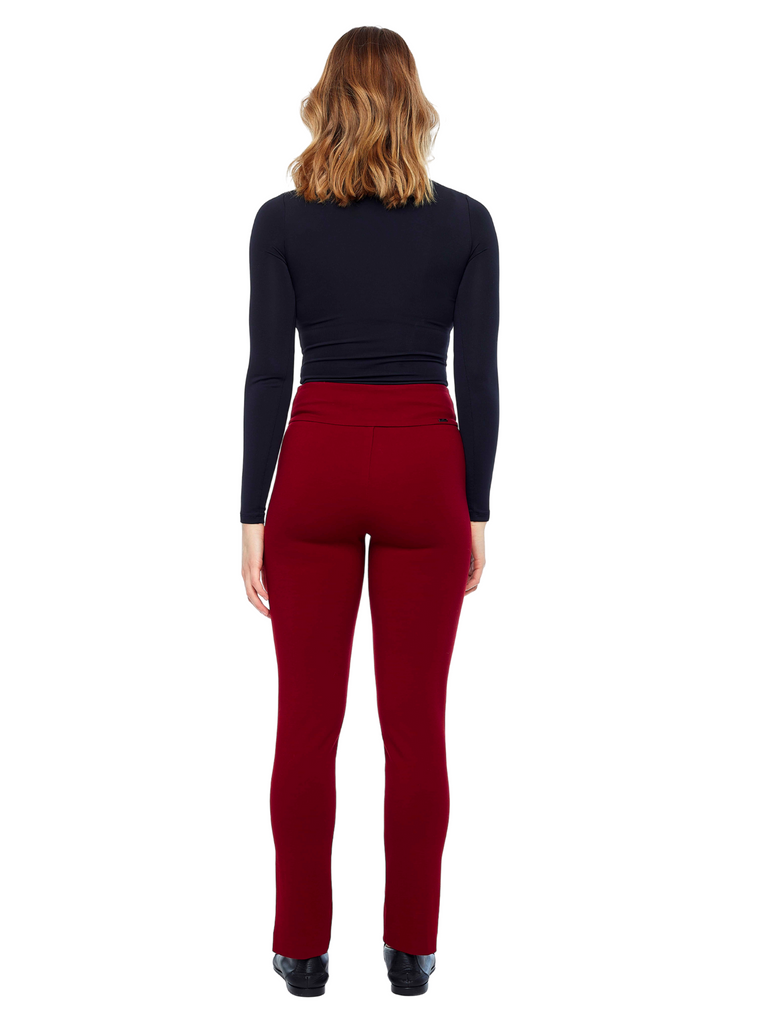 UP! PANTS Slim Leg Ponte Tummy Control Ankle Length Pant in Red Cabernet 67375 Up Pants Tummy control stockist online Australia flattering body contouring shaping pants high rise waistband signature of double bay Sydney fashion