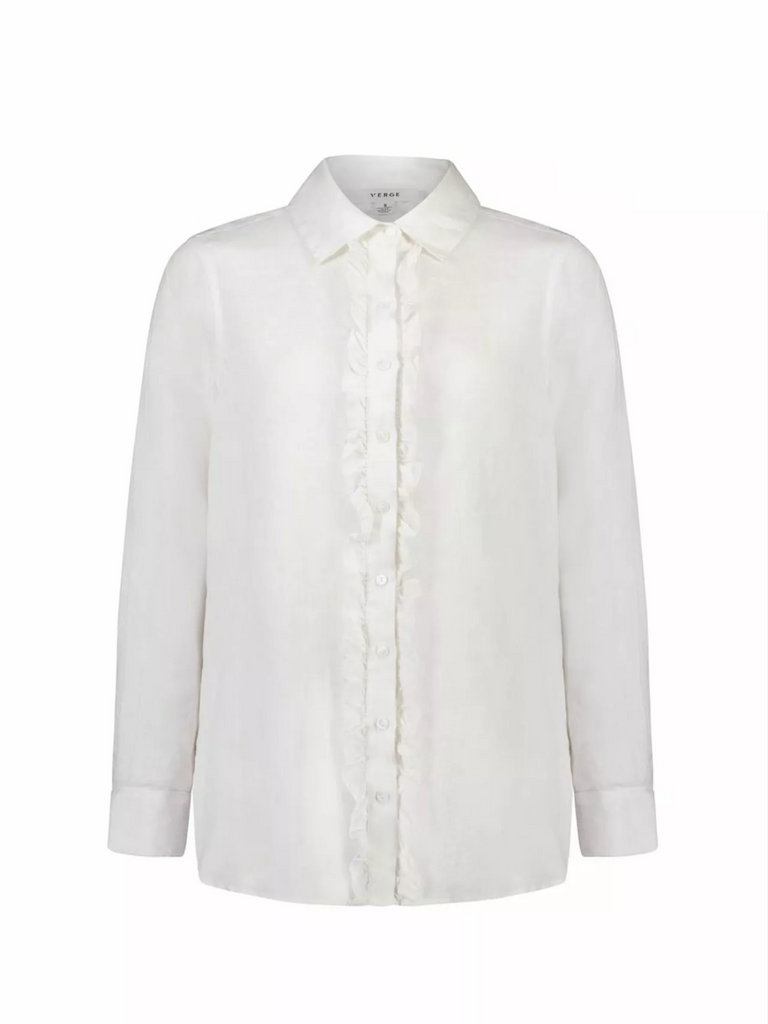 Verge Sloane Button Shirt in White 8152BR Verge Stockist Online Australia Signature of Double Bay Mature Fashion Acrobat Flattering