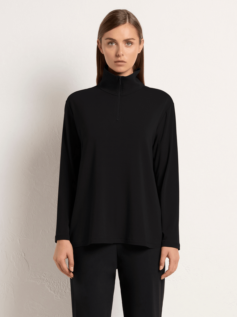 Mela Purdie Half Zip Sweater in Black 8259 Mela Purdie Stockist Online Australia Signature of Double Bay