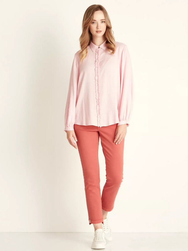 Verge Flare button Shirt in Pink 8163BR Verge Stockist Online Australia Signature of Double Bay Mature Fashion Acrobat Flattering