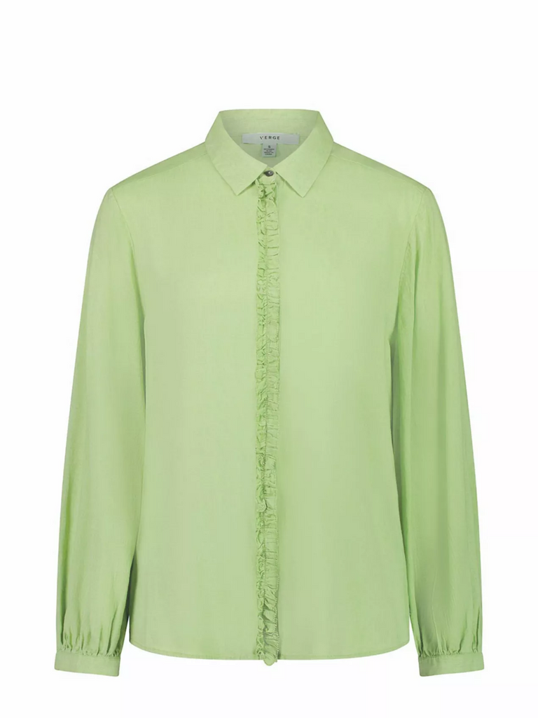 Verge Flare button Shirt in limeade green 8163BR Verge Stockist Online Australia Signature of Double Bay Mature Fashion Acrobat Flattering