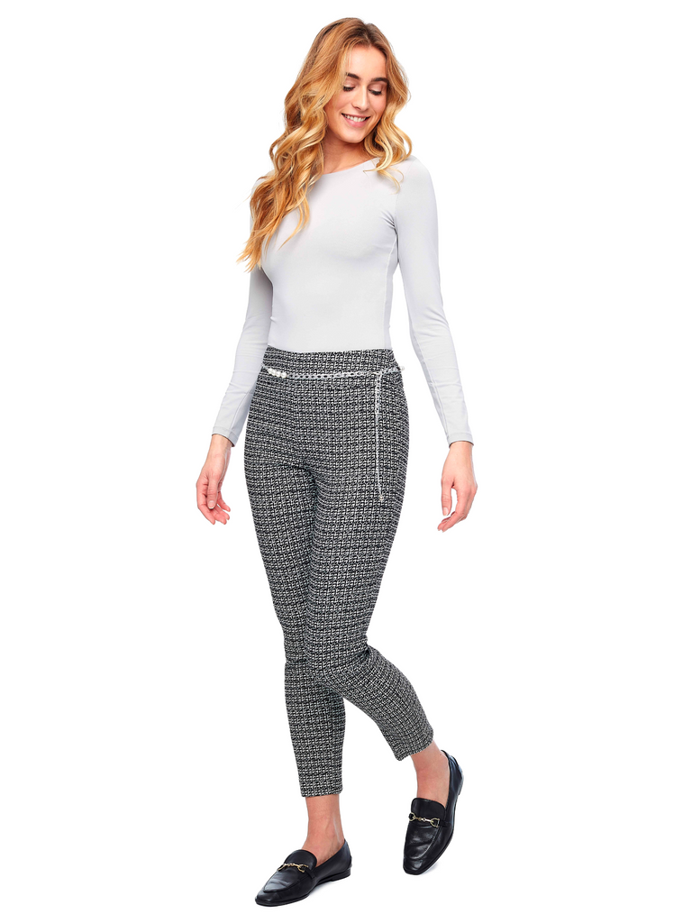 Up! Pants Tummy Control Slim Ankle Pant 28" Sparkle Houndstooth 67562 Up Pants Tummy control stockist online Australia flattering body contouring shaping pants high rise waistband signature of double bay Sydney fashion