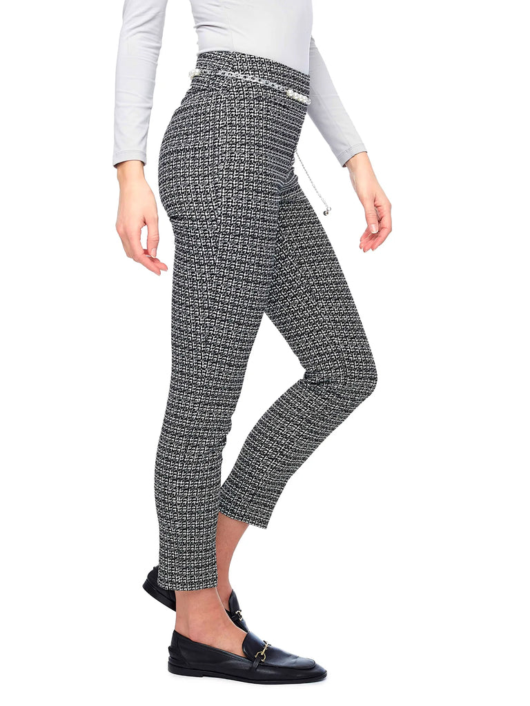 Up! Pants Tummy Control Slim Ankle Pant 28" Sparkle Houndstooth 67562 Up Pants Tummy control stockist online Australia flattering body contouring shaping pants high rise waistband signature of double bay Sydney fashion