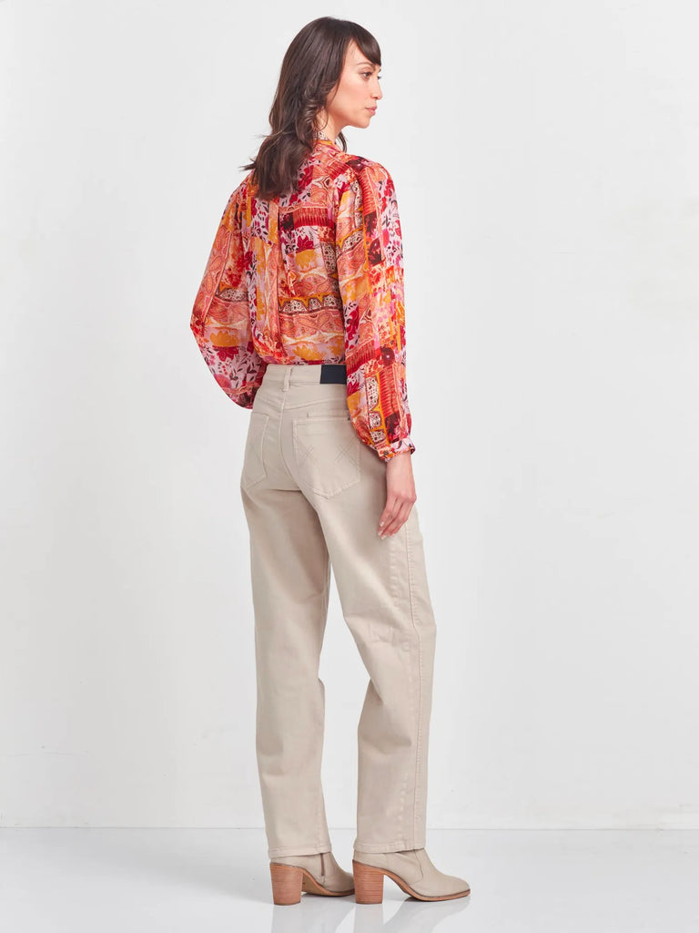 Verge Refresh Shirt relaxed floral patchwork print button shirt long bell sleeves with buttoned cuffs office wear Verge Stockist Online Mature Fashion