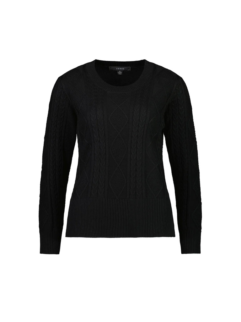 VERGE Round Neck Scoop Sweater Black 8487 Verge Stockist Online Australia Signature of Double Bay Mature Fashion