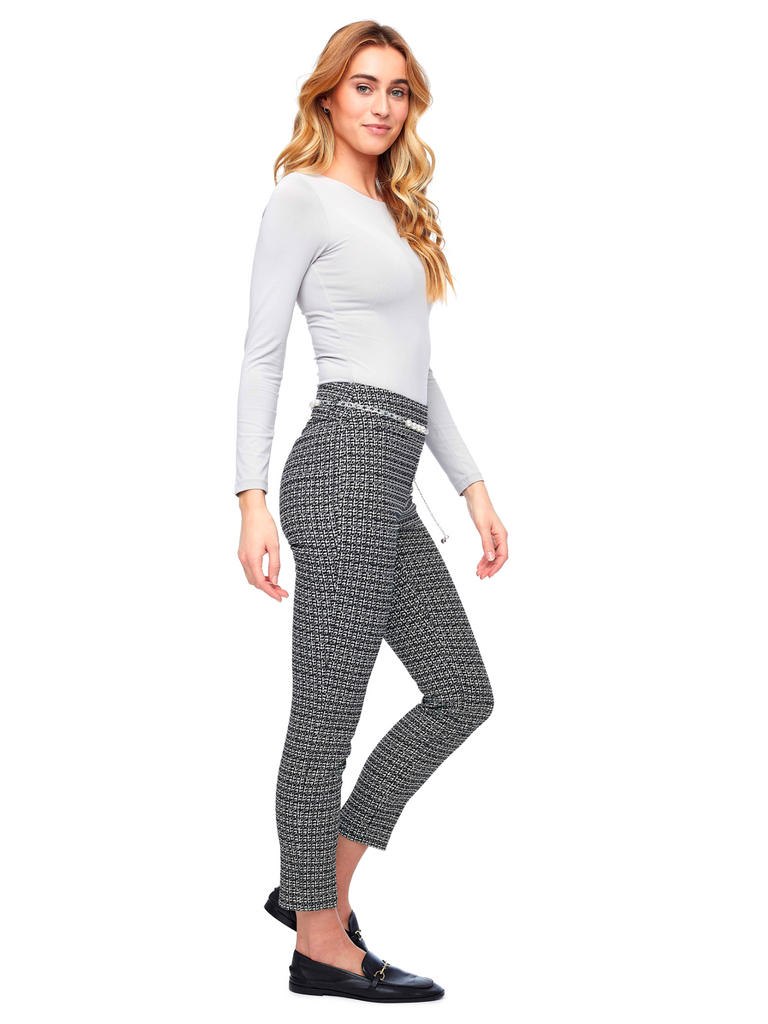 Up! Pants Tummy Control Slim Ankle Pant 28" Sparkle Houndstooth 67562 Up Pants Tummy control stockist online Australia flattering body contouring shaping pants high rise waistband signature of double bay Sydney fashion