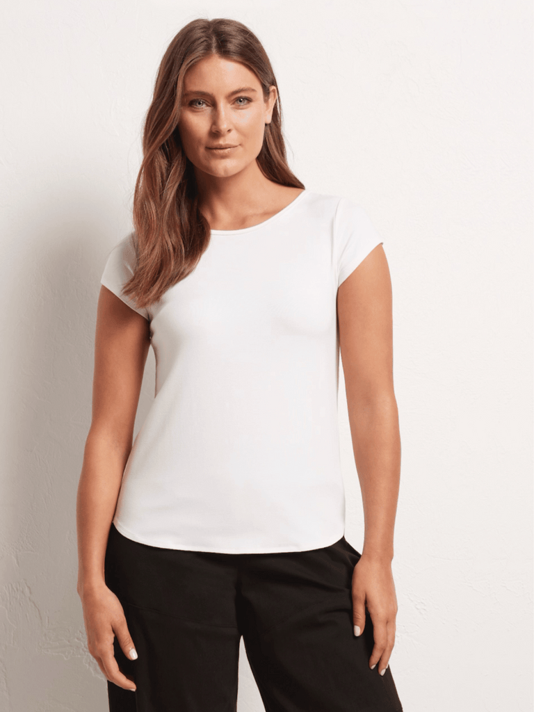 Mela Purdie Scoop Neck T Shirt White 272 Mela Purdie Stockist Online Australia Signature of Double Bay Tops Dresses Elegant Clothing