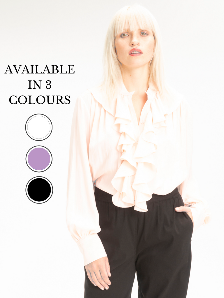 Fountain Blouse in White, Lilac or Black 8093 Mela Purdie Stockist Online Australia Signature of Double Bay Tops Dresses Elegant Clothing