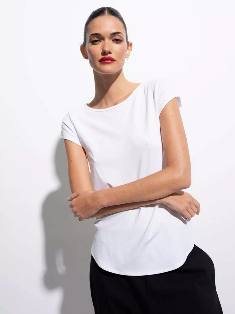 Mela Purdie Stockist Online Australia Cafe T in White 2135 Signature of Double Bay Tops Dresses Elegant Clothing