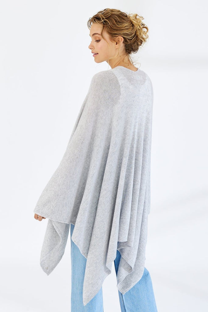 Mia Fratino Pure Cashmere Cashmere Split Wrap Foggy grey 16504 mia fratino stockist sydney online signature of double bay cashmere knitwear ethical natural fibres sustainable slow fashion sweaters