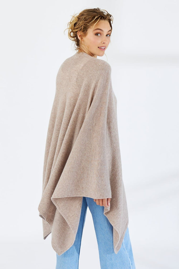 Mia Fratino Pure Cashmere Cashmere Split Wrap Toast beige light camel 16504 mia fratino stockist sydney online signature of double bay cashmere knitwear ethical natural fibres sustainable slow fashion sweaters