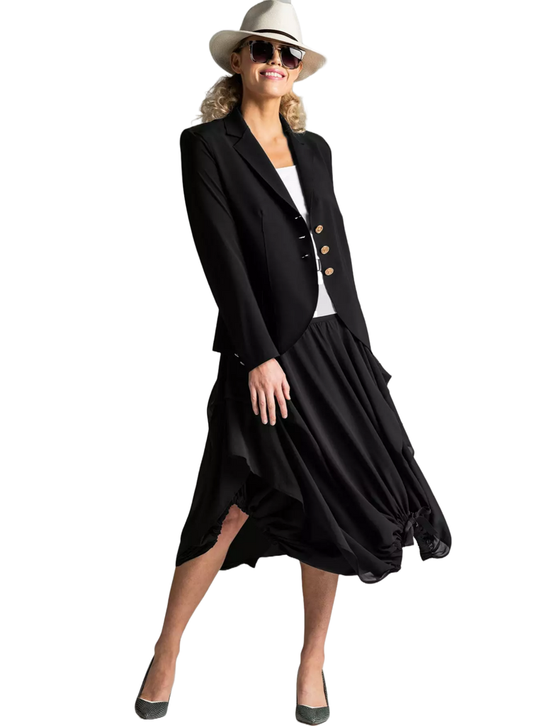 Paula Ryan Summer Boyfriend Jacket Black 8395 Shop Paula Ryan Stockist Australia Online Signature of Double Bay Mature Fashion Tops Skirts Flattering
