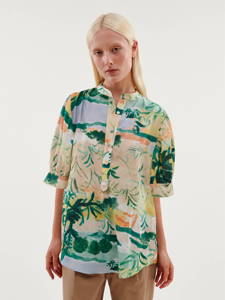 Layer'd Printed Vise Shirt in Landscape PWSH136S22 Layerd Clothing Online Australia. Shop Layer'd fashion in Sydney Signature of Double Bay