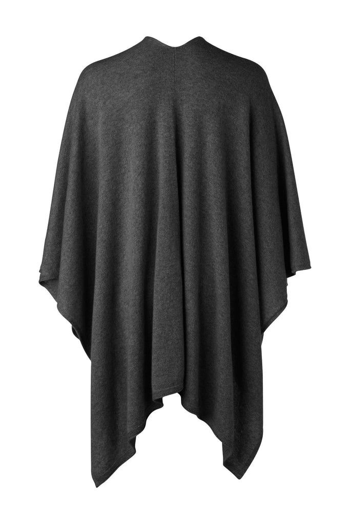 Mia Fratino Pure Cashmere Cashmere Split Wrap charcoal 16504 mia fratino stockist sydney online signature of double bay cashmere knitwear ethical natural fibres sustainable slow fashion sweaters