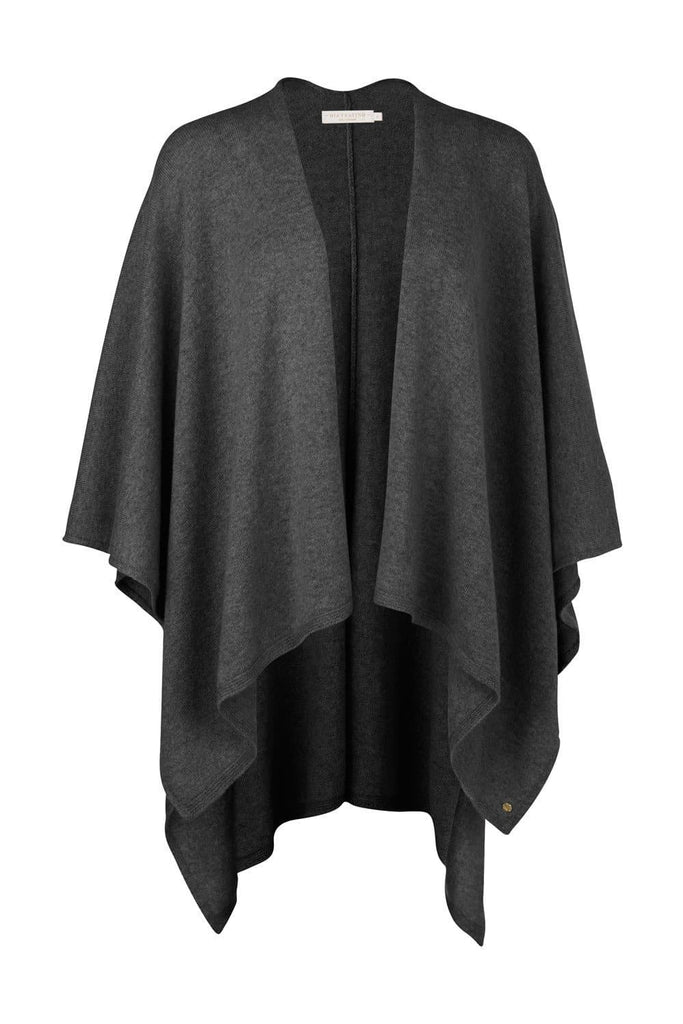 Mia Fratino Pure Cashmere Cashmere Split Wrap charcoal 16504 mia fratino stockist sydney online signature of double bay cashmere knitwear ethical natural fibres sustainable slow fashion sweaters