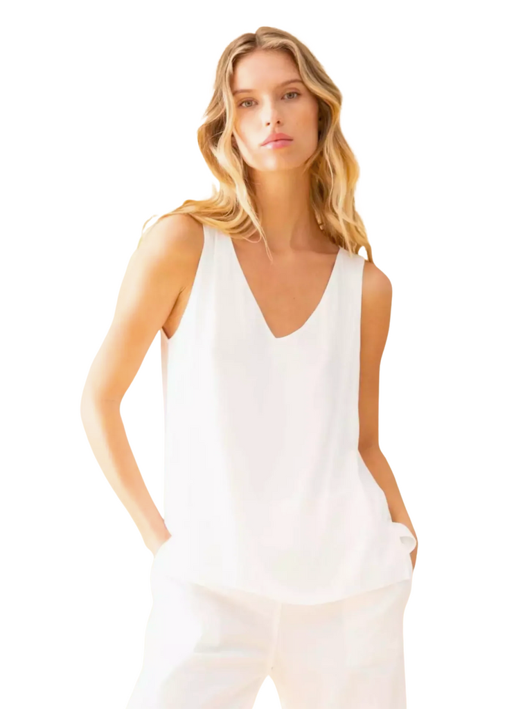 Mela Purdie Stockist Online Australia Audrey Tank in White 2703 Signature of Double Bay Tops Dresses Elegant Clothing