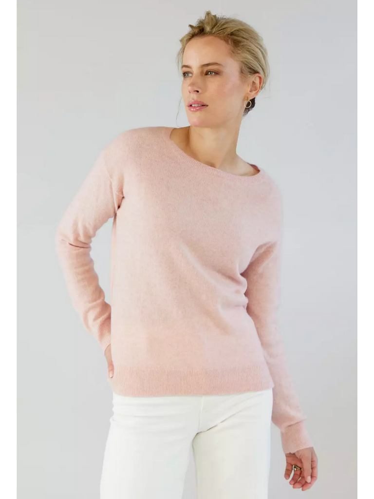 Emma Slim Fit Crew in Rose Quartz 22127 mia fratino stockist sydney online signature of double bay cashmere knitwear ethical natural fibres sustainable slow fashion sweaters 