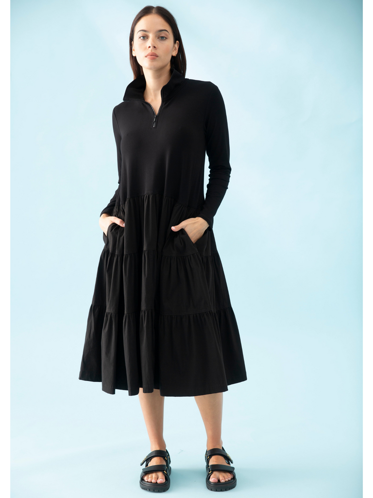 Zip Fondant Dress Black #F0165 3117 Mela Purdie Stockist Online Australia Signature of Double Bay Tops Dresses Elegant Clothing