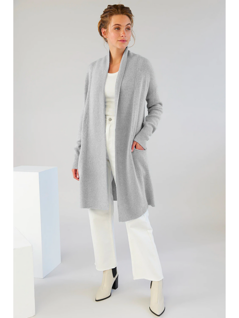 Mia Fratino Mongolian Cashmere Demi Cardi Foggy 22146 mia fratino stockist sydney online signature of double bay cashmere knitwear ethical natural fibres sustainable slow fashion sweaters
