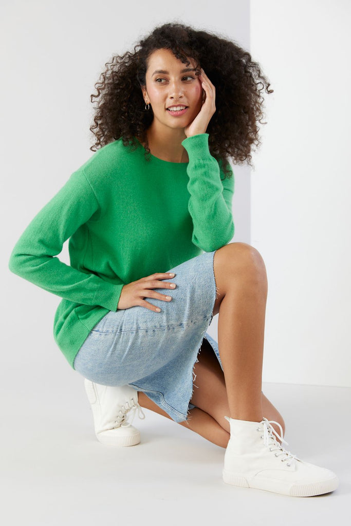 Emma Slim Fit Crew in Apple 22127 mia fratino stockist sydney online signature of double bay cashmere knitwear ethical natural fibres sustainable slow fashion sweaters