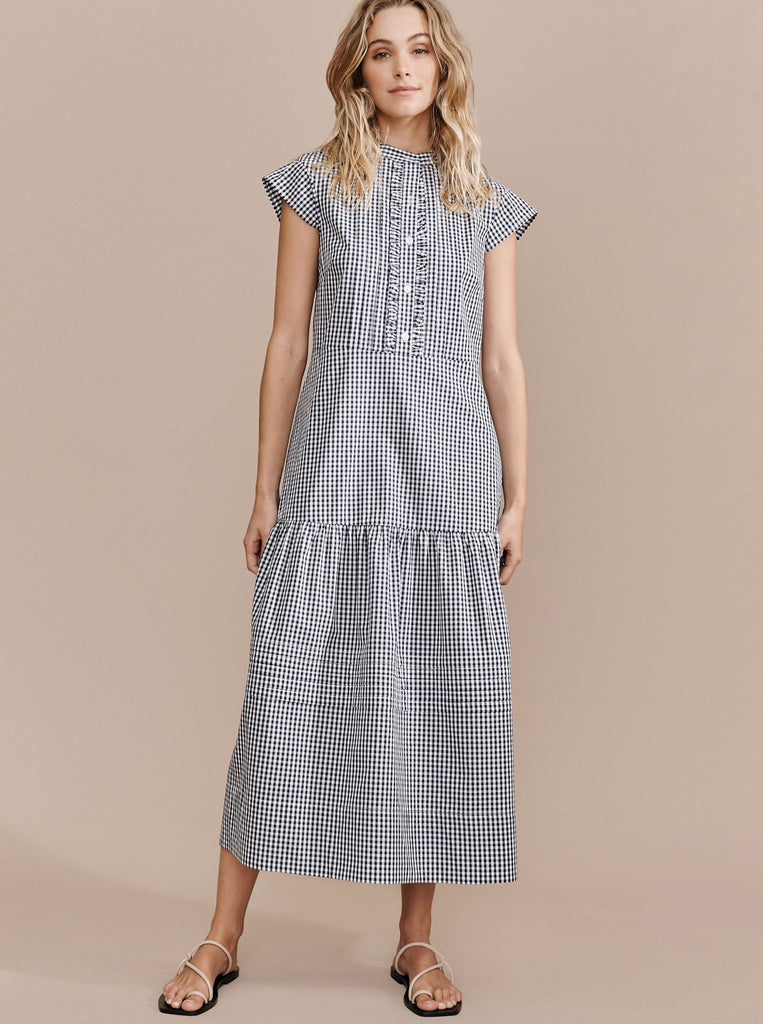Shop Layer’d Fashion Stockist Sydney Online Australia Layer/d Check Seikha Dress Navy Gingham