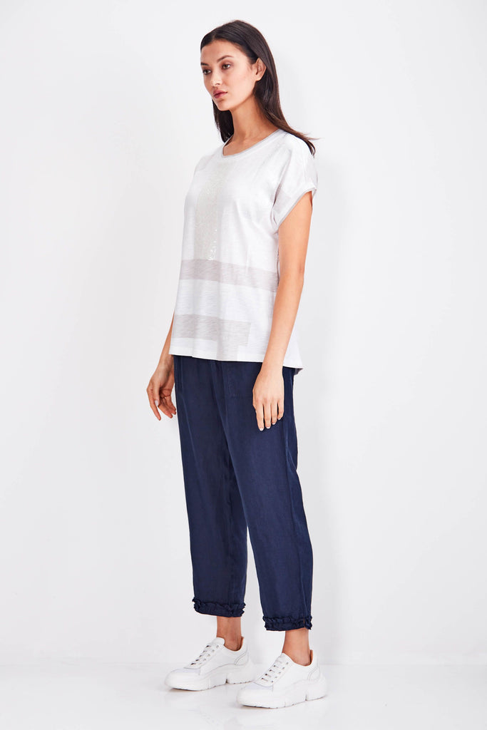 VERGE stockist online australia signature of double bay Linen Ruffle 7/8 Capri Ink 7131BR